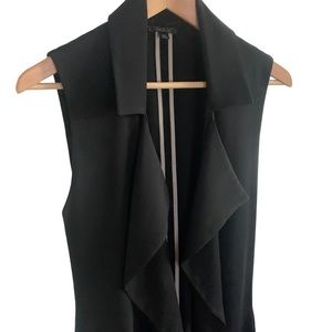 Topshop Black Long Flowy Trench-Like Vest